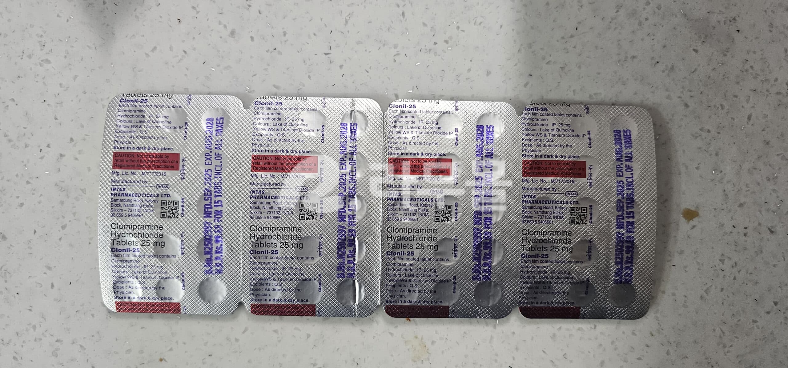 네노마정 클로닐 25mg (클로미프라민 Clomipramine) 직구 후기