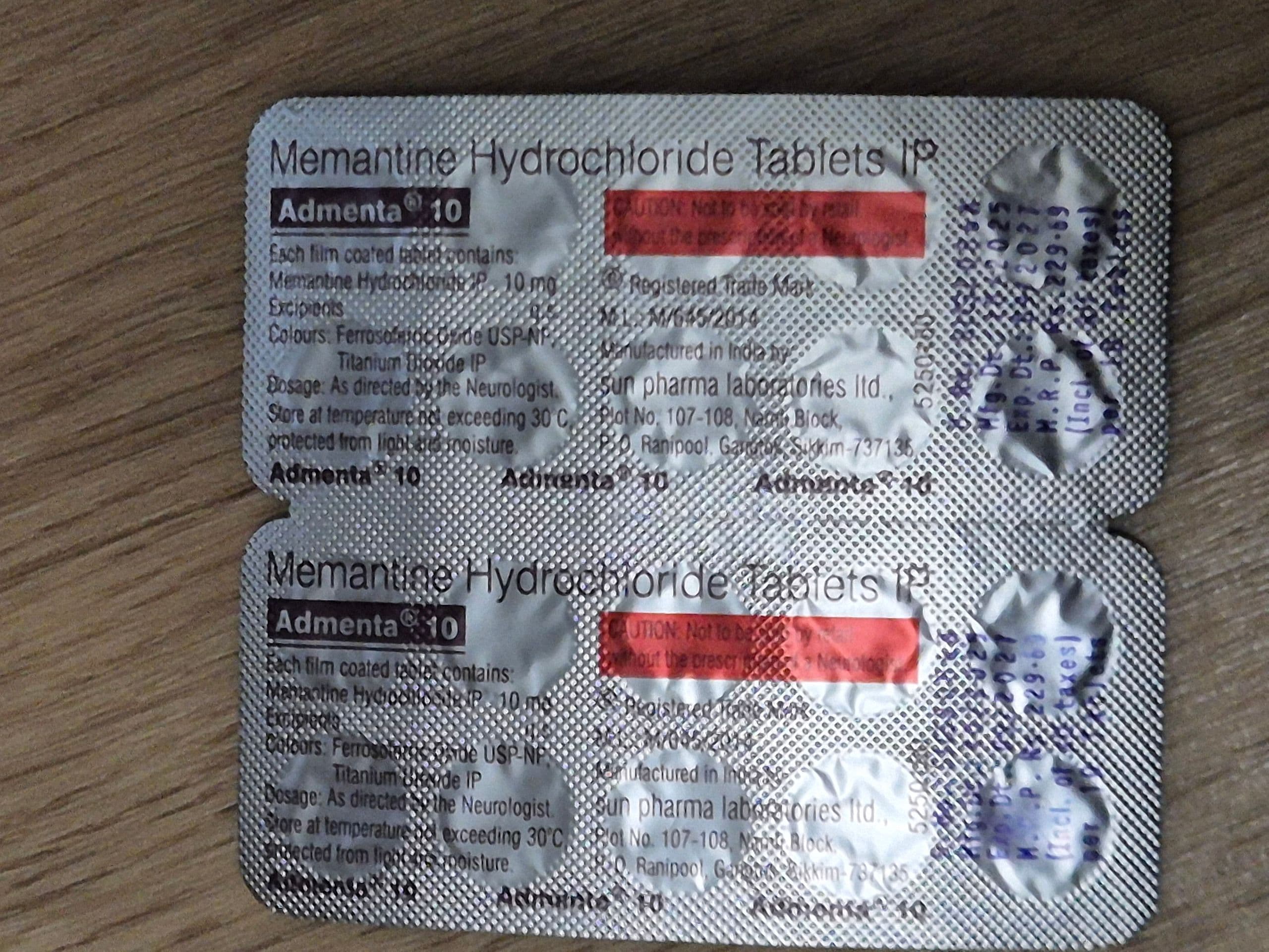 Admenta 10 (메만틴 염산염 Memantine Hydrochloride 10mg) 직구 후기