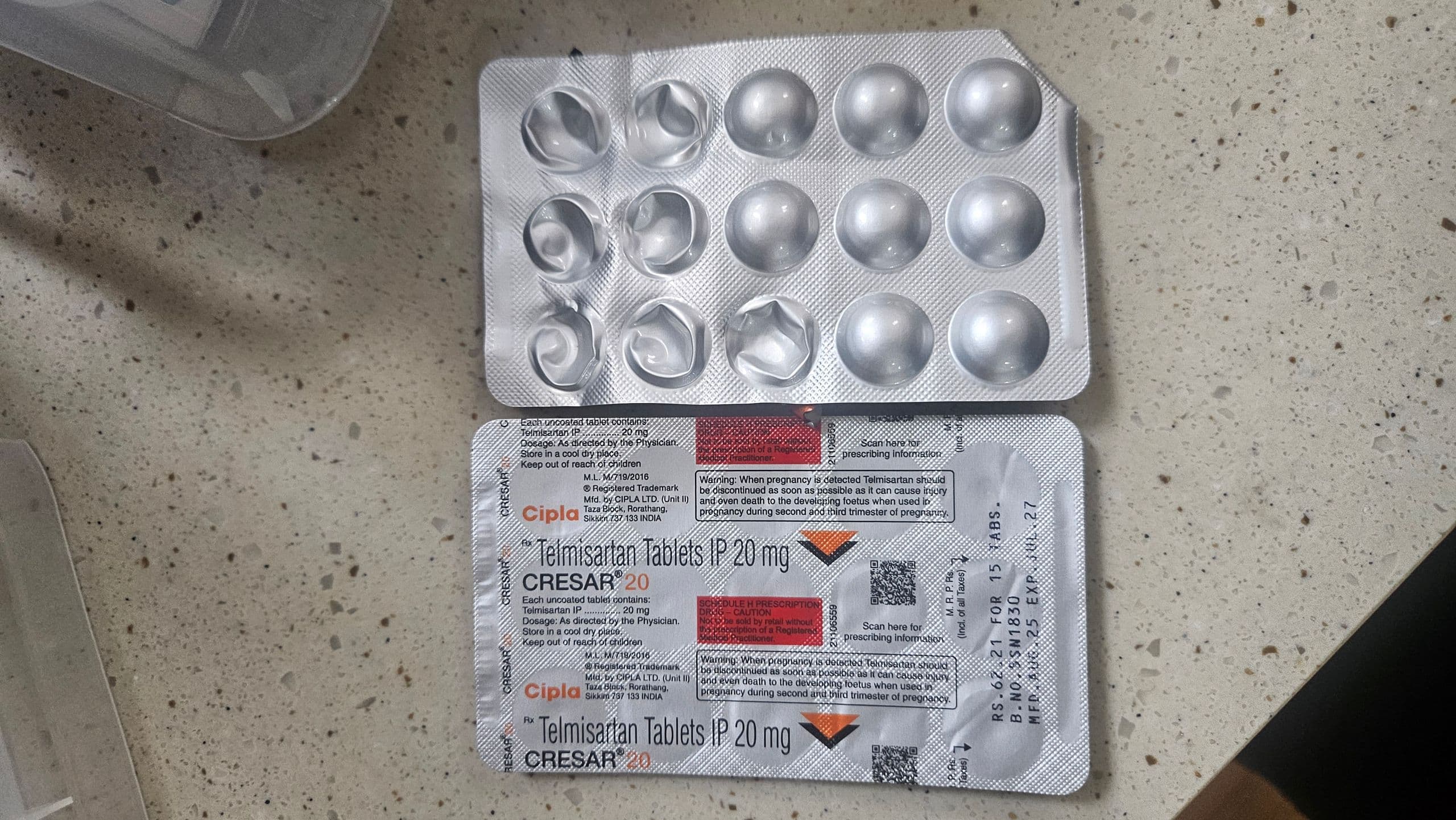 미카르티스정 크레사 (텔미사르탄20mg) 직구 후기