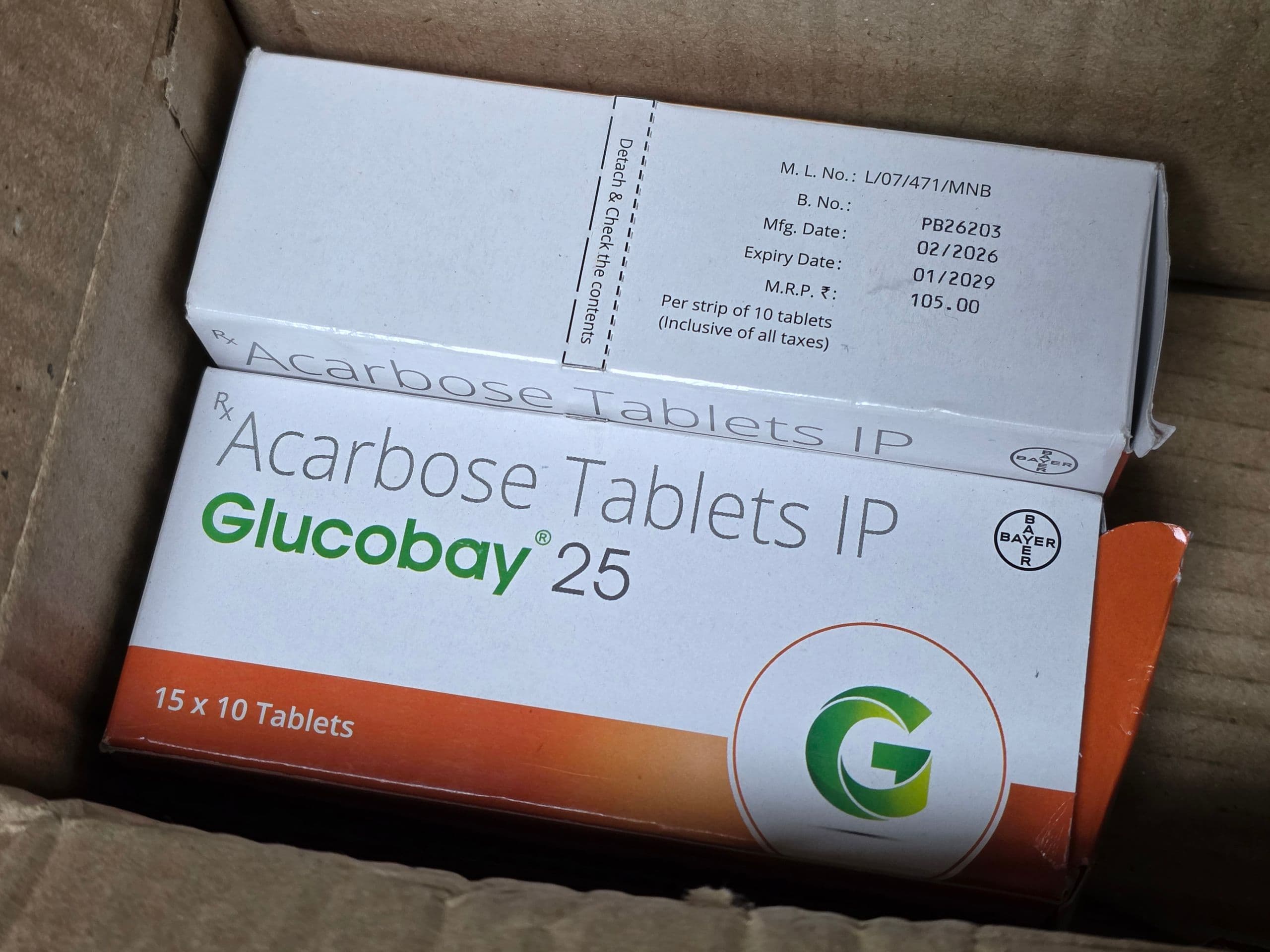 글루코바이 25mg ( 아카보스 Acarbose 25mg ) 직구 후기